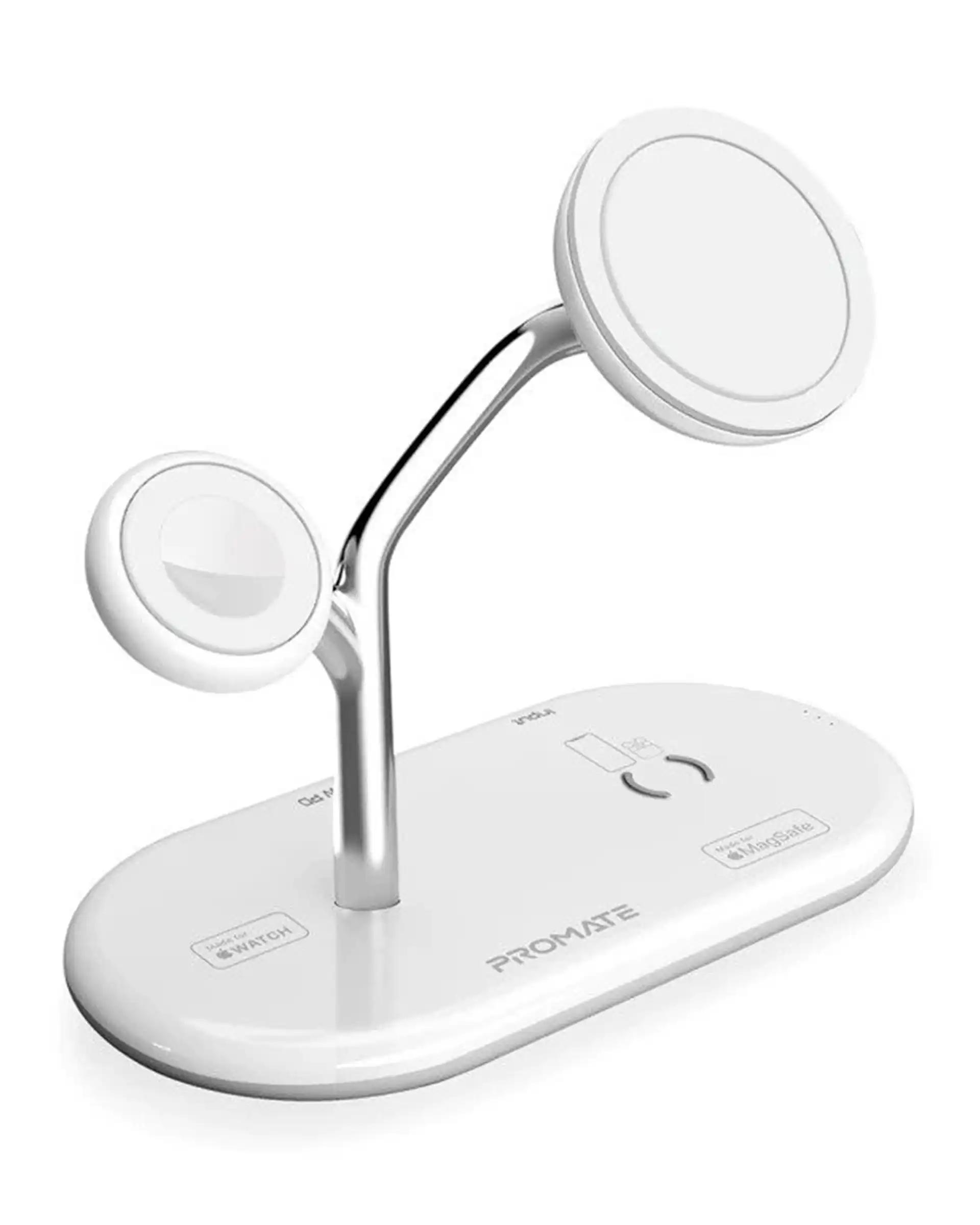 شارژر بی‌سیم پرومیت مدل SYNERGY.WHITE با چهار درگاه شارژ
