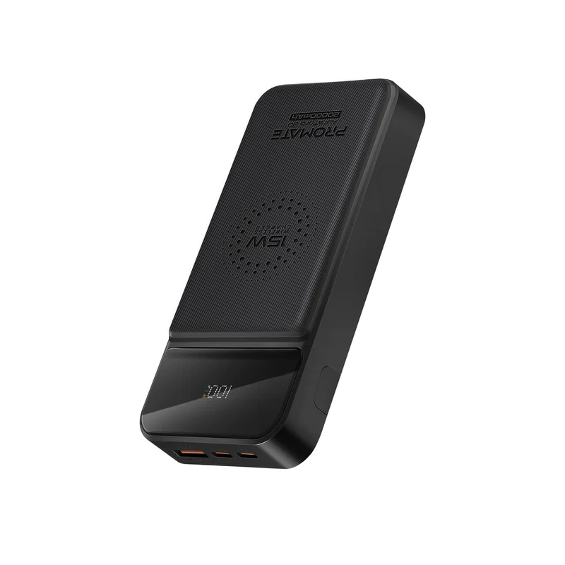 پاوربانک بی سیم پرومیت مدل AURATORQ-20.BLACK با ظرفیت 20000 میلی آمپر ساعت